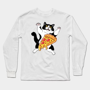 Funny Crazy Foodie Fast Food Lover Pizza Cat Long Sleeve T-Shirt